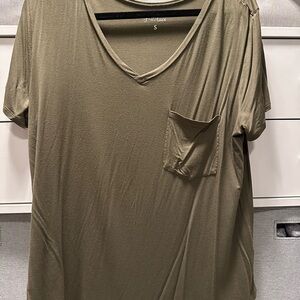 Grace & Lace Olive Short Sleeve V-Neck Tee